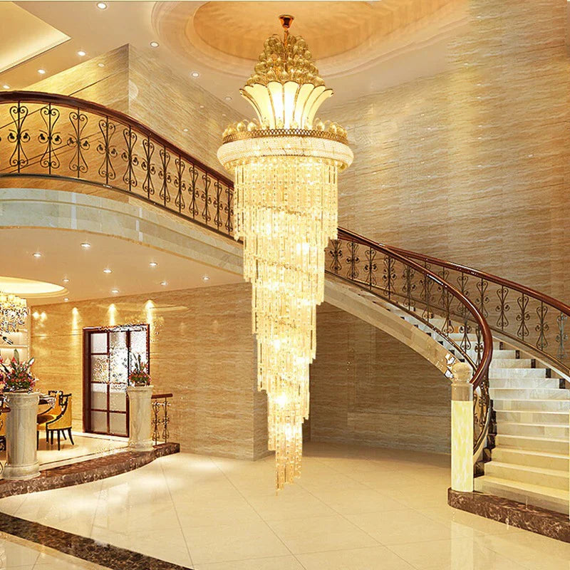 Elegant European-Style Crystal Chandelier - Ideal for Duplex Buildings, Hotel Villas, and Grand Staircases