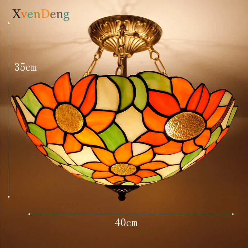 Vintage Mediterranean Tiffany Stained Glass Ceiling Lights - Elegance for Living Rooms, Bedrooms, Kitchens, and More