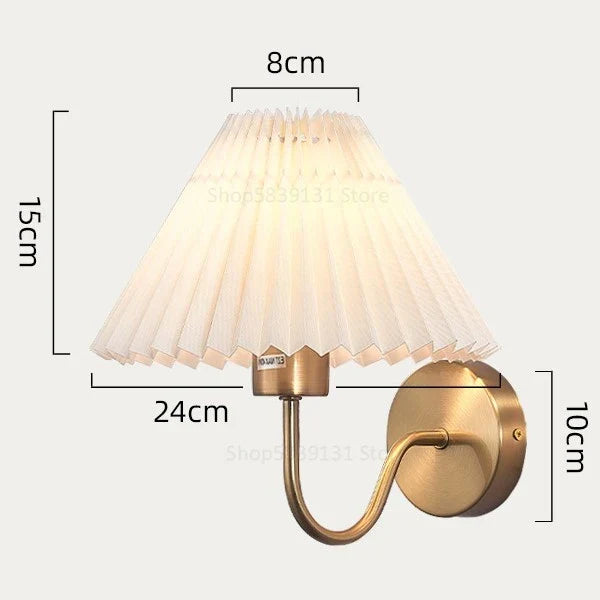 Modern LED Wall Lamp with Metal Curved Pleated Lampshade - Nordic Room Decor for Living Room, Aisle, and Background Wall Lighting