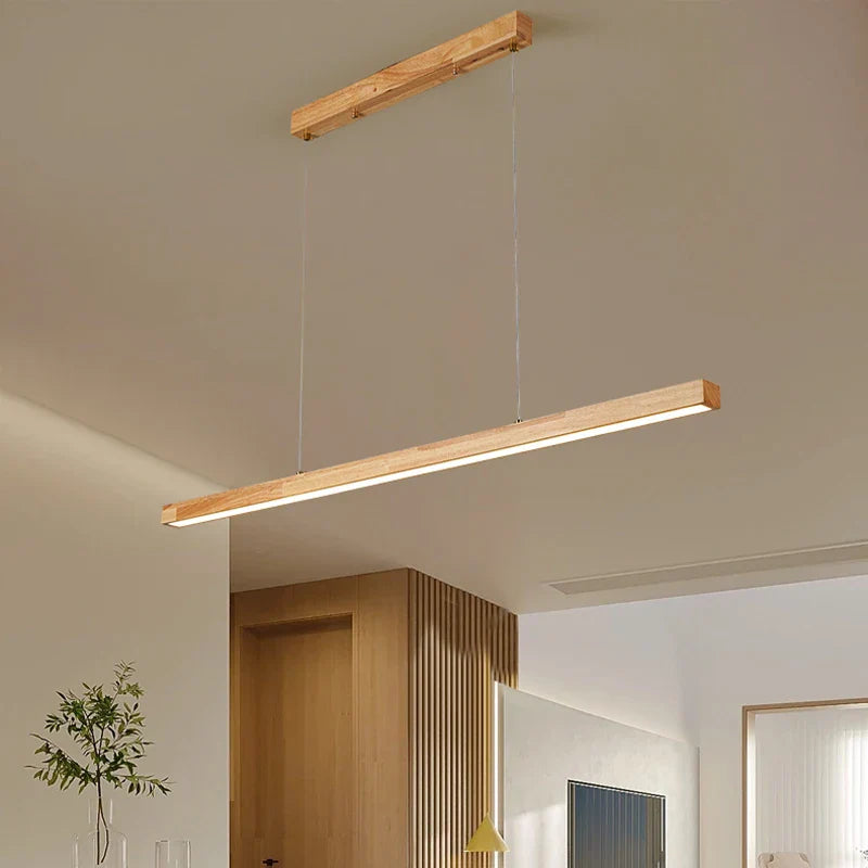 Sleek Wooden Dining Room Chandelier - Modern Minimalist Lighting for Dining Tables, Bars, and More