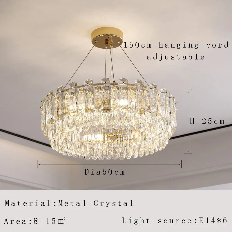 Elegant LED Transparent Crystal Chandelier - A Modern Light Luxury Fixture for Living Room Decor