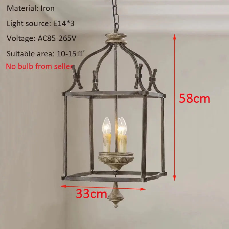 Creative American Iron E14 Chandelier Light Porch Restaurant Kitchen Coffee Shop Bedroom Personality Light Design Lamps