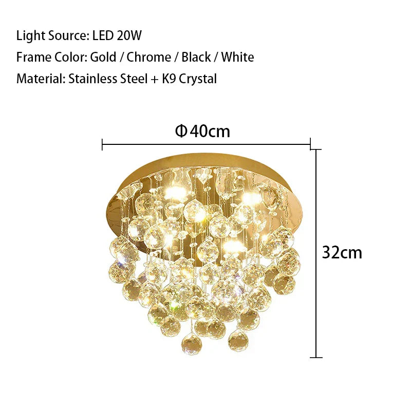 Modern LED Crystal Ball Rectangle Ceiling Lights - Contemporary Elegance for Living Rooms and Beyond