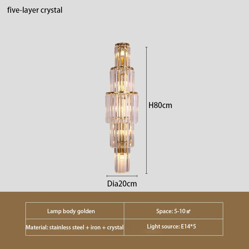Brooklyn Hotel Lobby Crystal Wall Lamp - Luxurious Lighting for Elegance and Style