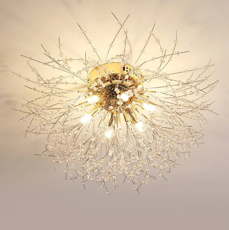 Nordic Dandelion LED Chandelier Ceiling Lamp - Sparkling Ball and Snowflake Ceiling Lights - Perfect for Living Room, Bedroom, and Dining - Indoor Lighting