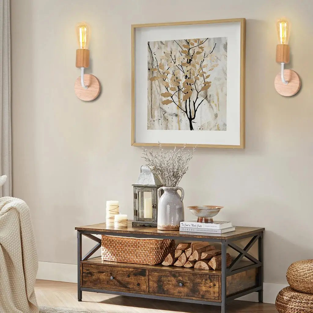 Ella's Vintage Industrial Wood Wall Lamp