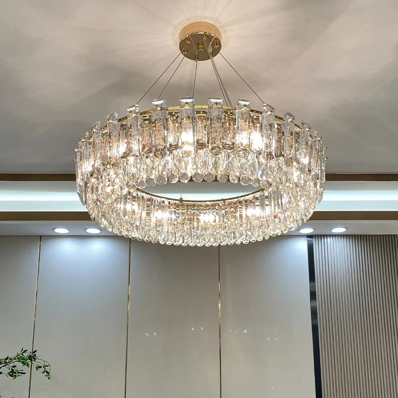Elegant LED Transparent Crystal Chandelier - A Modern Light Luxury Fixture for Living Room Decor
