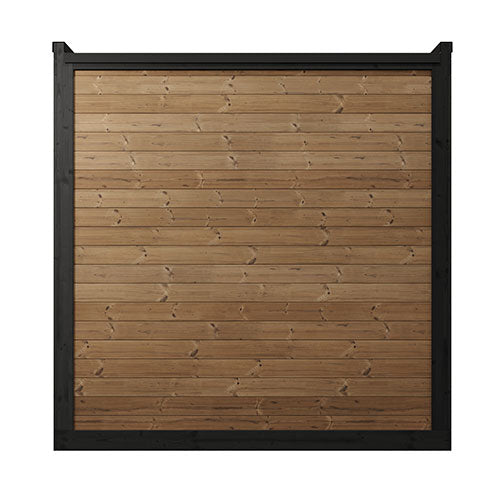 SaunaLife Garden Luxury-Series GL6 | 6-Person Outdoor Sauna Kit | 1.57" Thermo-Spruce | Bronze Tempered Glass | Black Modern Trim | Exterior Eave LED | Integrated Porch | Contoured Thermo-Hardwood Benches | Handcrafted Northern Europe
