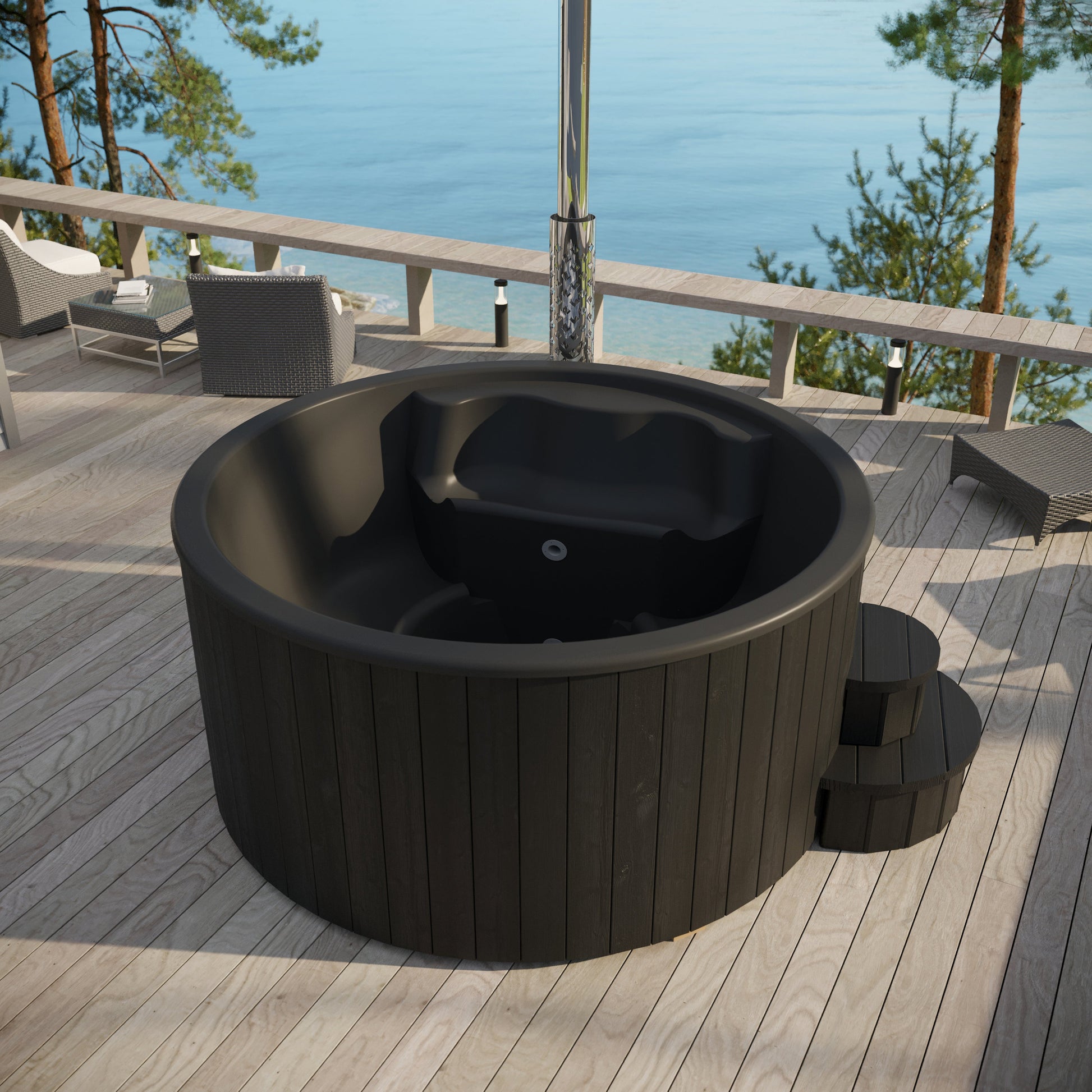 SaunaLife S6B ergonomically shaped fiberglass interior lining 436 gallon capacity for 7 bathers