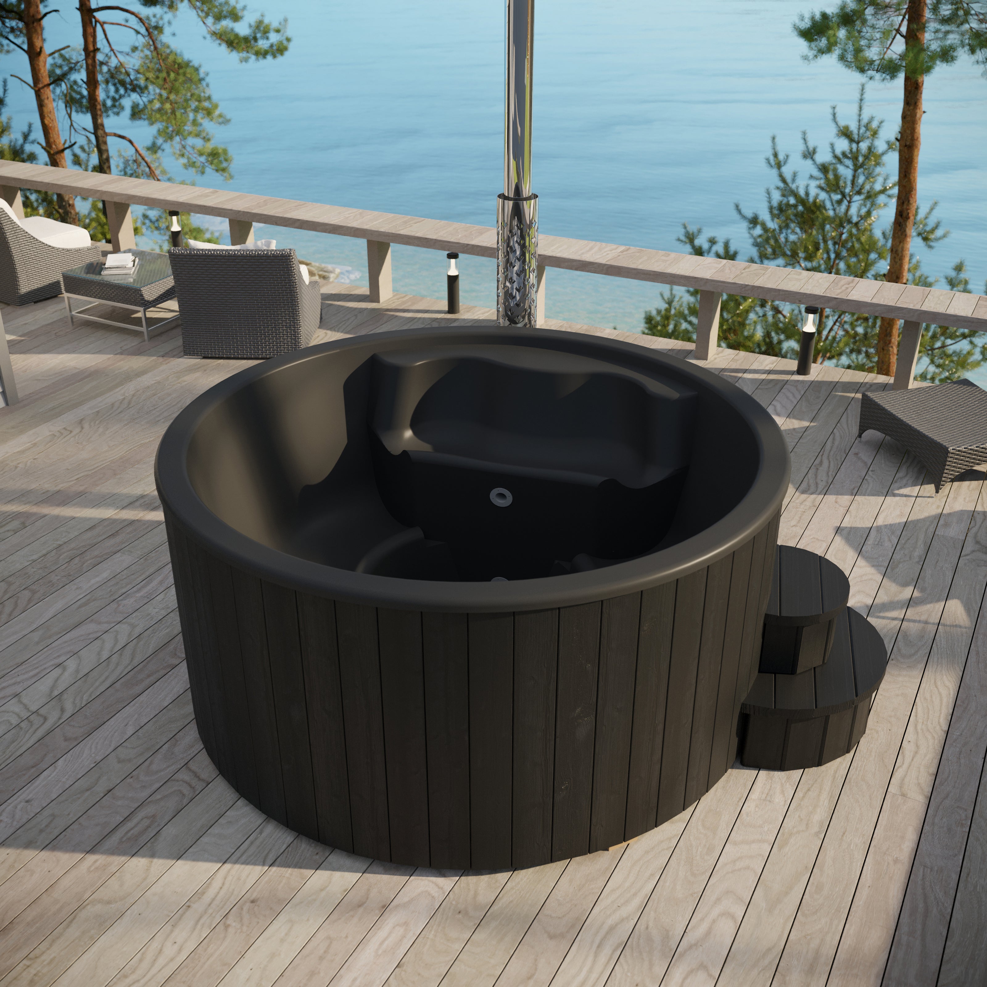 SaunaLife S6B ergonomically shaped fiberglass interior lining 436 gallon capacity for 7 bathers