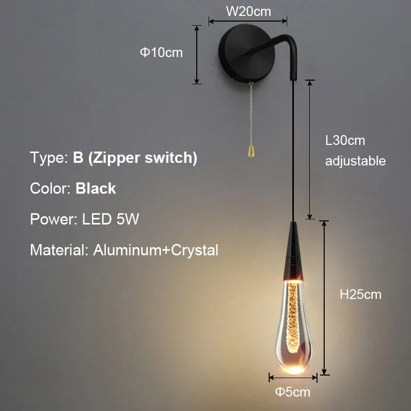 Post-Modern Crystal Wall Lights - Glass LED Creative Raindrops Wall Lamp for Restaurant, Bedroom, Bedside, Corridor Wall Sconces Lamp