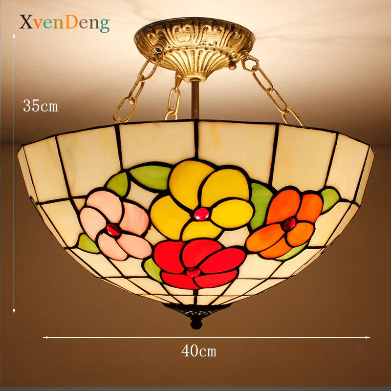 Vintage Mediterranean Tiffany Stained Glass Ceiling Lights - Elegance for Living Rooms, Bedrooms, Kitchens, and More