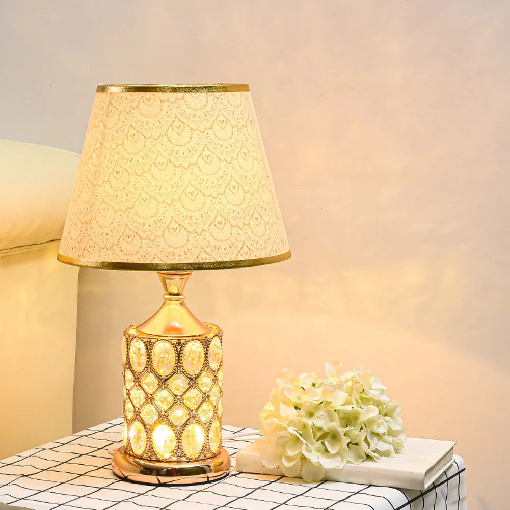 European Luxury Crystal Table Lamp - Warm and Romantic Bedroom Nightstand Decoration Light