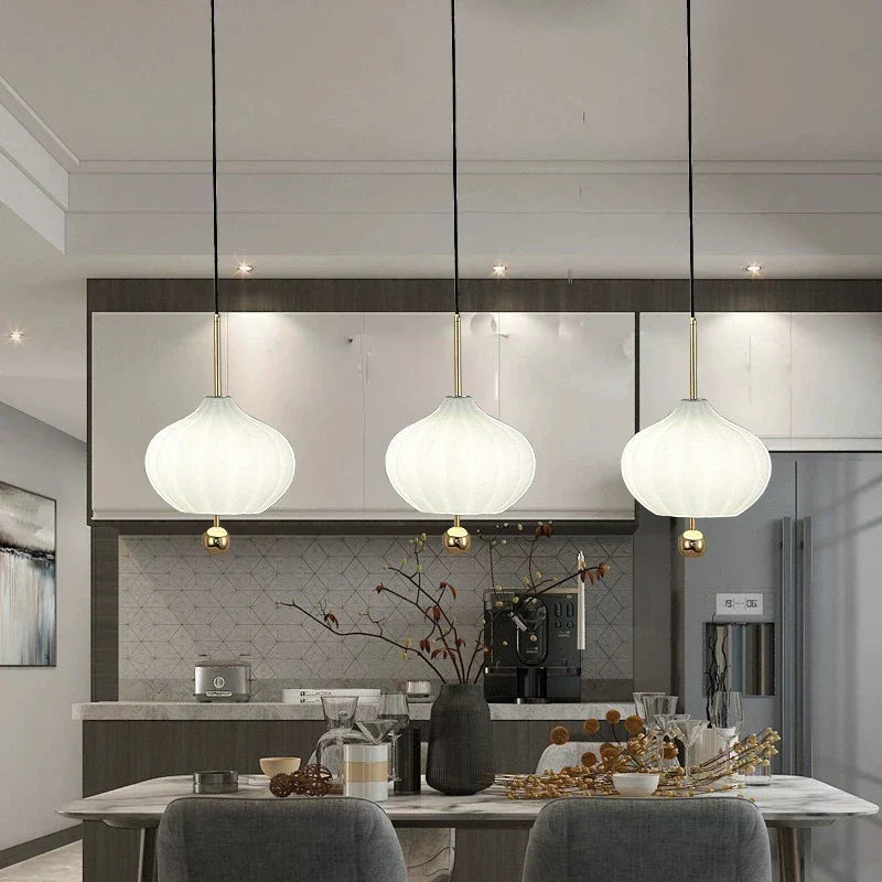 Glass Pumpkin Ceiling Chandeliers - Nordic Elegance for Stairs and Ceilings with LED Illumination