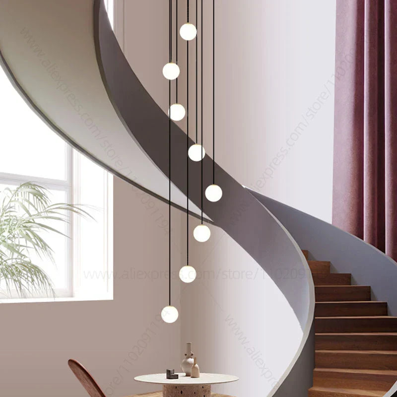Elegant LED Staircase Chandelier - Illuminate Your Duplex Apartment with Modern Luxury