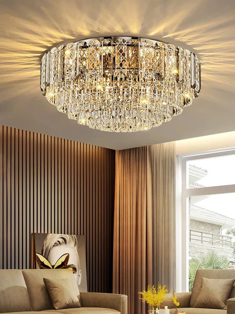 High-End Crystal Ceiling Lamp - Latest Light Luxury Design for Dining Rooms, an Exquisite Main Lamp Chandelier