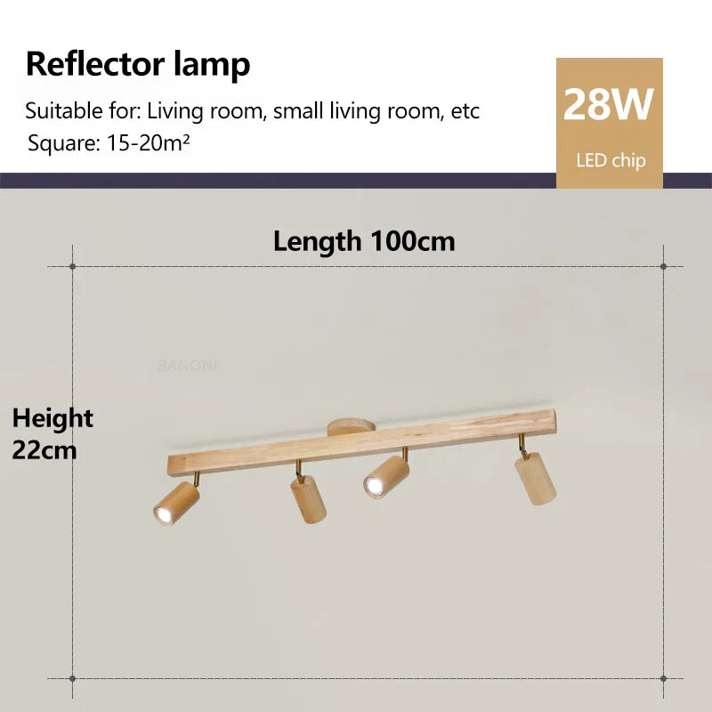 Rotatable Wooden Ceiling Lights - Adjustable Spotlight for Living Room, Bedroom, Dining Room, and Cloakroom