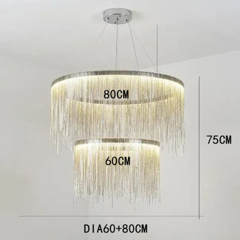 Postmodern Bohemian Chandelier - A Creative Designer Luxury Coffee Tables Light with Tassel Accents for Living Rooms and Restaurants