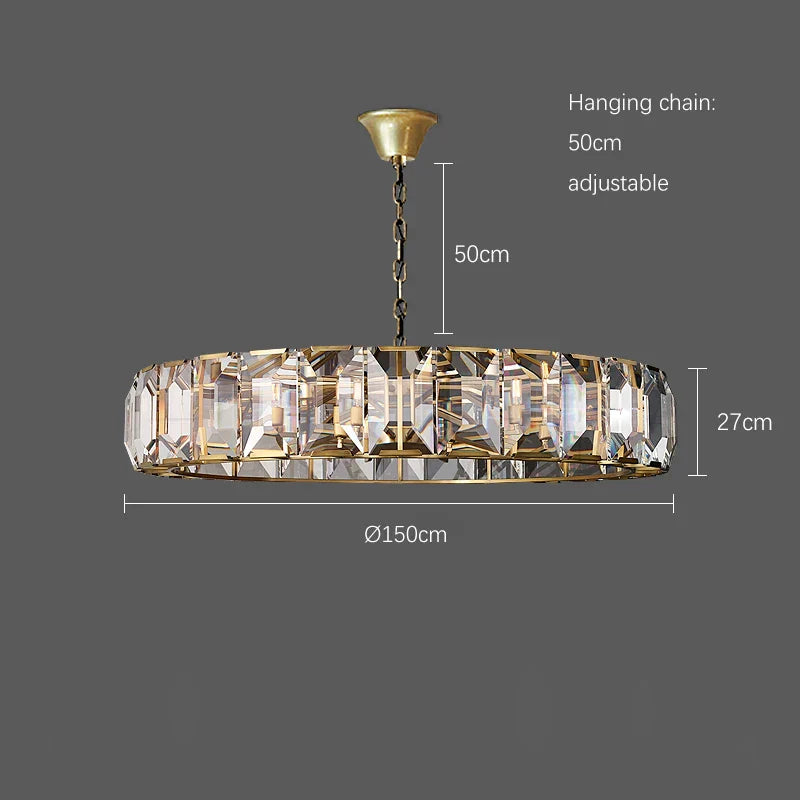 Timeless Classic American LED Crystal Chandelier - Available in Gold, Silver, and Black Finishes, Perfect for Dining Rooms