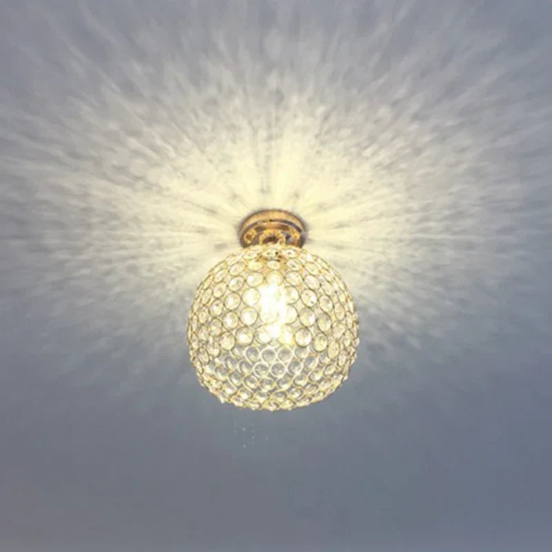 Modern Crystal Ball Ceiling Lamp - Elegantly Designed Home Decor for Bedrooms, Passages, Silver/Gold Shade, Lustre Luminous Lighting