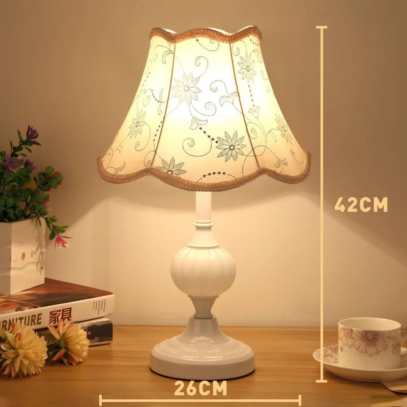 European-Style Glass Desk Lamp - Nordic Bedroom Bedside Lamp with Modern Retro Wrought Iron Design