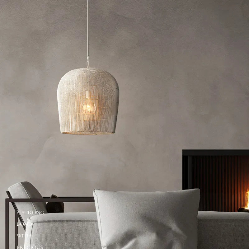 Japanese Wabi-Sabi Wind Handmade Rattan LED Pendant Lights - Illuminate Your Dining Room, Bar, Bedroom, and More with Rustic Elegance