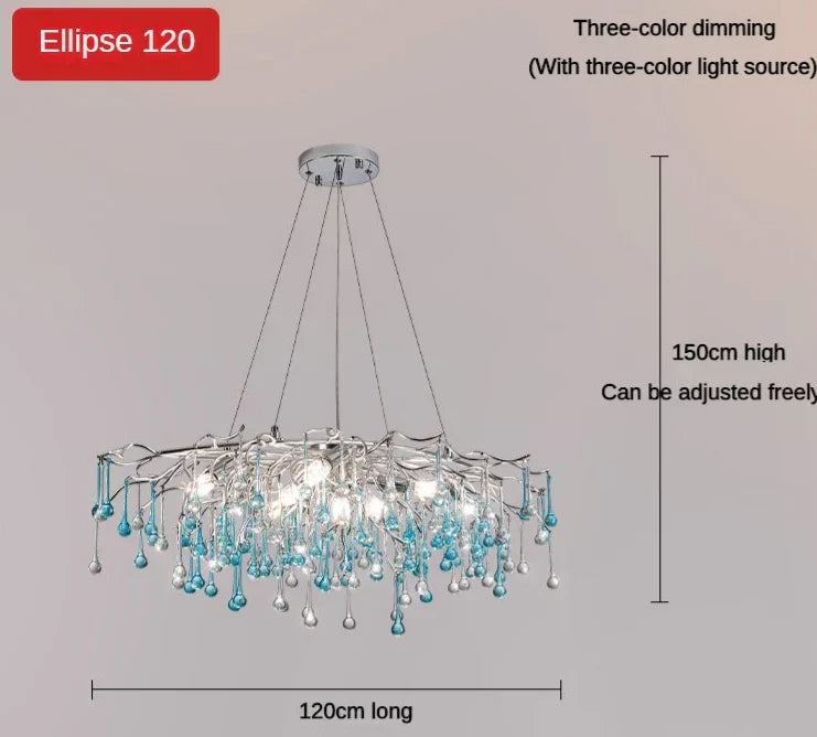 Modern LED Blue Water Droplets Ceiling Chandelier - Luxury Elegance for Villas and Living Spaces