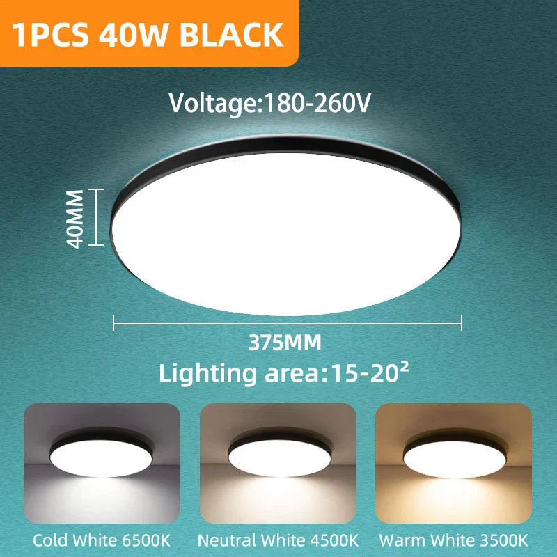Large Modern Ceiling Lamp - 17.8-inch LED Panel Square Ceiling Light for Living Room, Bedroom, Kitchen, and Home - Powerful 60W Fixture