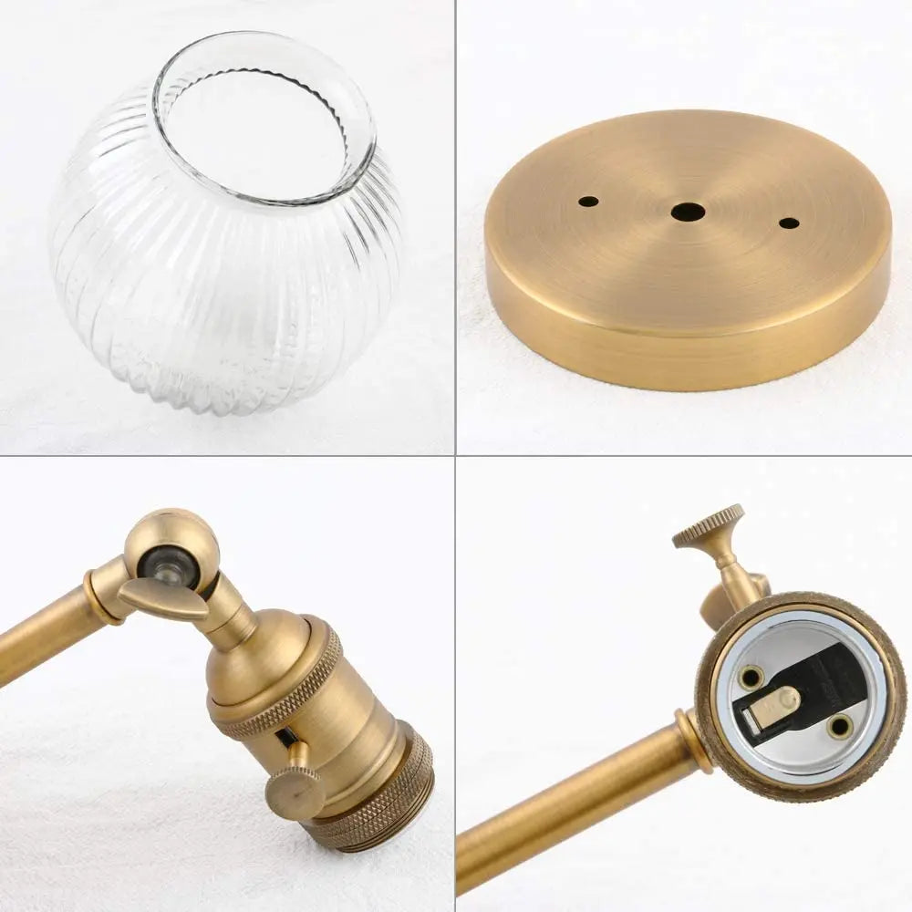 Permo Industrial Ribbed Globe Glass Wall Light - Stylish Switched Wall Sconces for Kitchen, Living Room, and Bedroom
