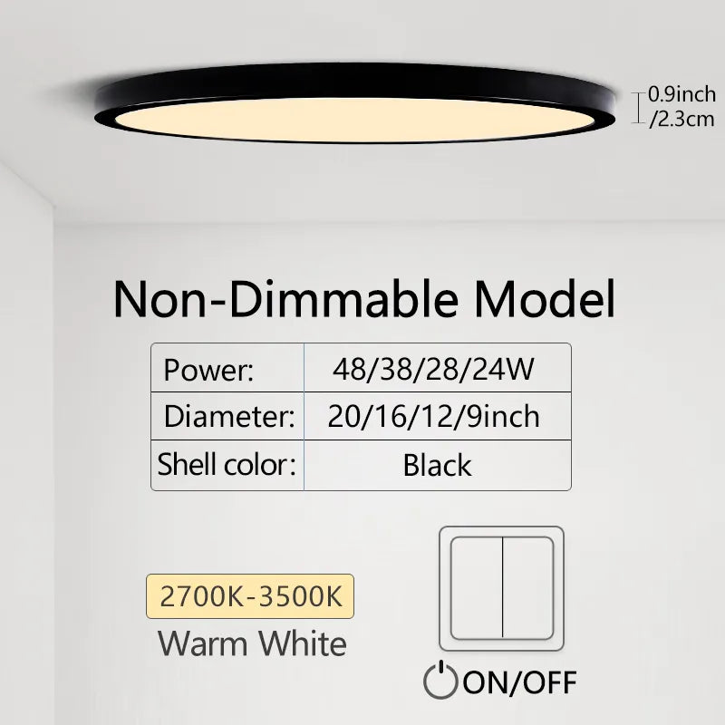 Ultra-Thin LED Ceiling Light - Modern 20-Inch Large Ceiling Lamp with Dimmable Brightness - AC85-265V Panel Light for Room