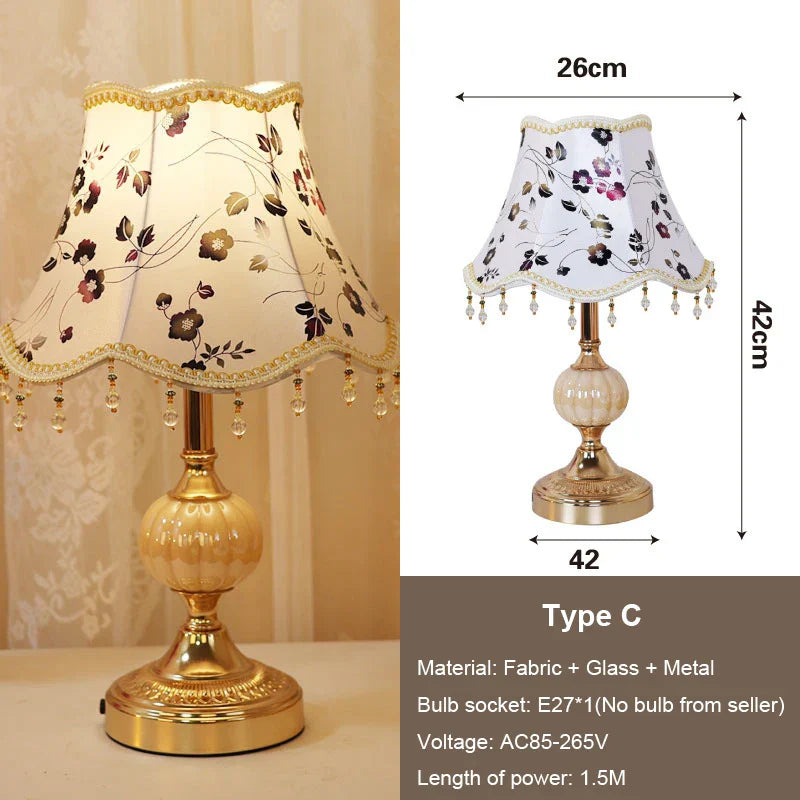 Modern European Vintage Fabric Table Lamp - Stylish Lighting for Bedroom, Living Room, and More