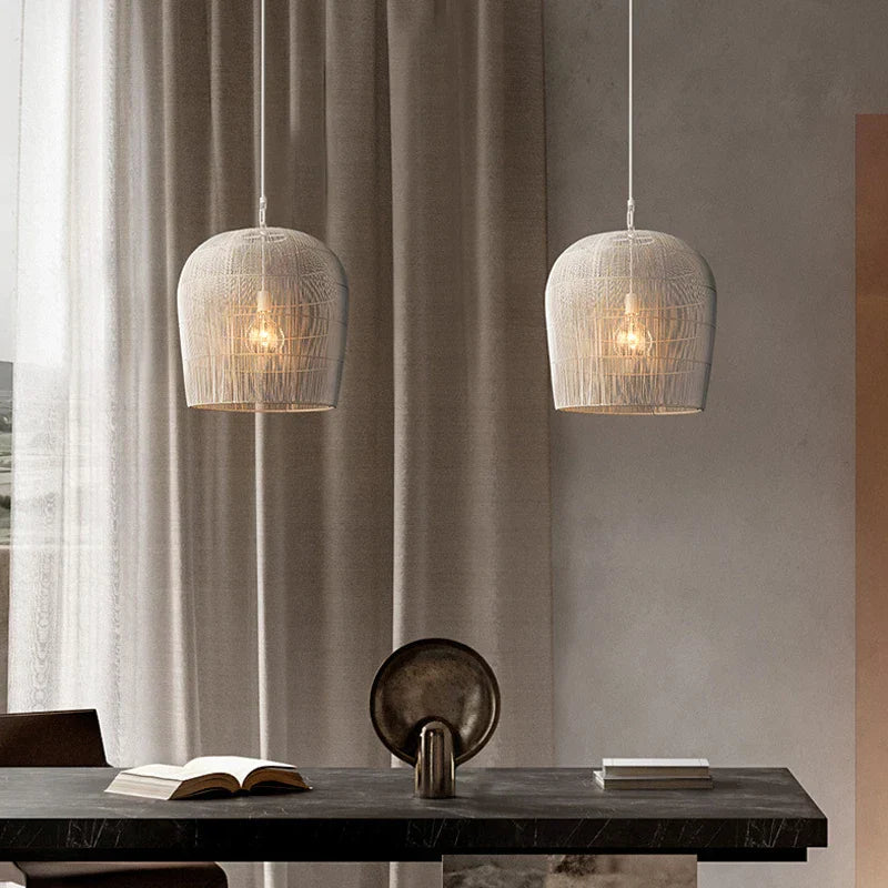 Japanese Wabi-Sabi Wind Handmade Rattan LED Pendant Lights - Illuminate Your Dining Room, Bar, Bedroom, and More with Rustic Elegance