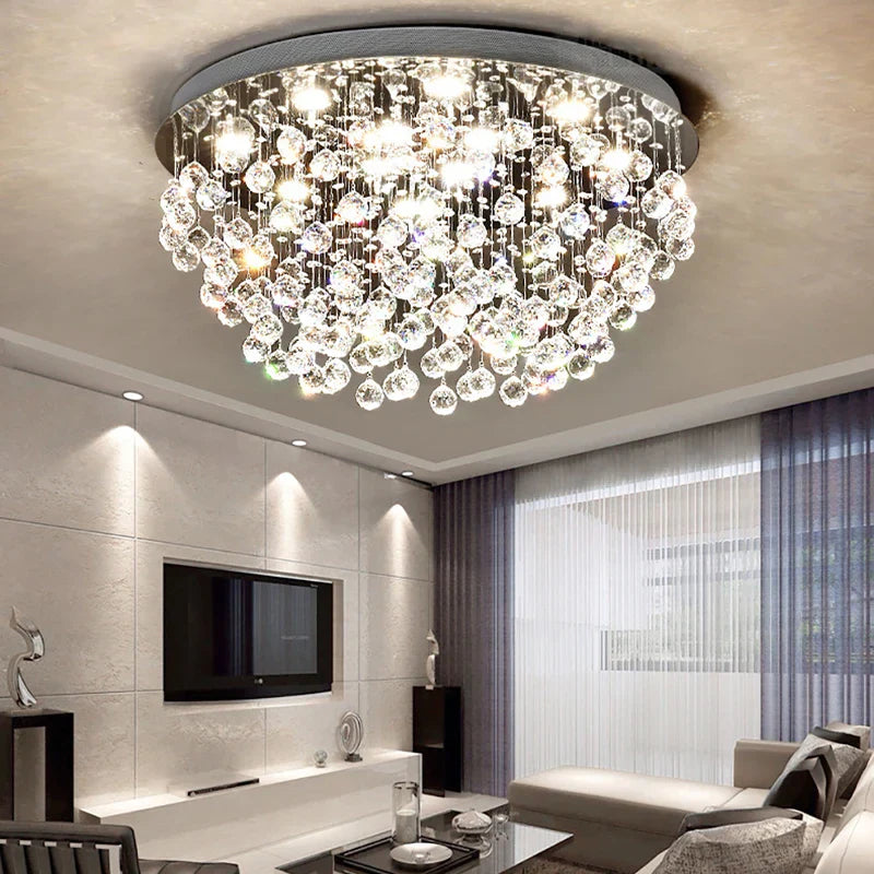 Modern LED Crystal Ball Rectangle Ceiling Lights - Contemporary Elegance for Living Rooms and Beyond