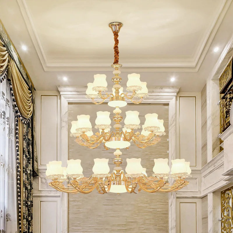 European Style Duplex Building Chandelier - Simple Elegance for Large Living Rooms, Hallways, and Staircases