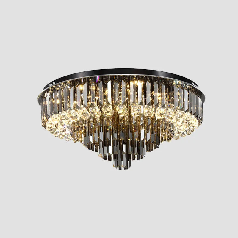 Modern LED Crystal Ceiling Chandelier - Creative Home Decor Lamp in Round Luxury Design (Black, Gold, Silver)