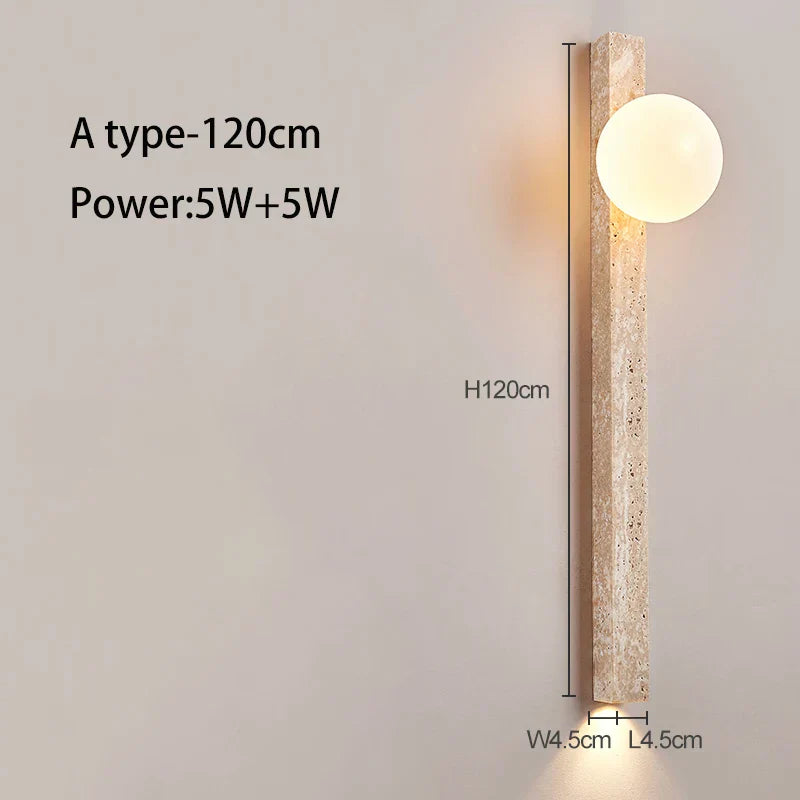 Long Wall Lamp with LED - Retro Stone Design for Bedroom, Living Room, and Staircase Atmosphere Lighting in Cream Style Home Decoration