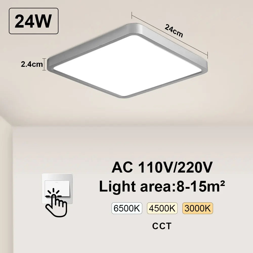Smart LED Ceiling Lamp - 20-inch Ultra-Thin Lighting Fixture for Living Room, Bedroom, and Balcony