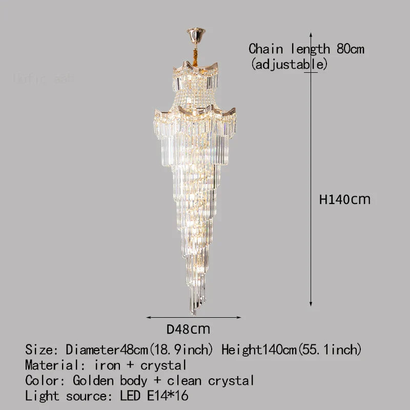 New Design Villa Living Room Crystal Chandelier - Grandeur for High Ceilings, Hotel Lobbies, and Staircase Illumination