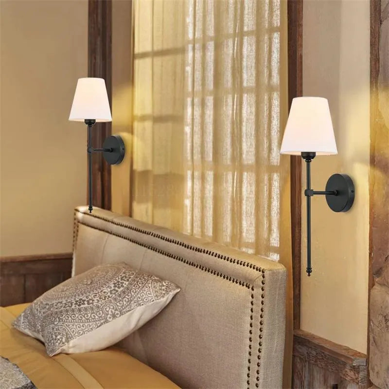 Modern American LED Wall Lamp for Bathroom Mirror Light, Bedroom, Corridor, and More - Stylish Wall Sconce with Cloth Lampshade