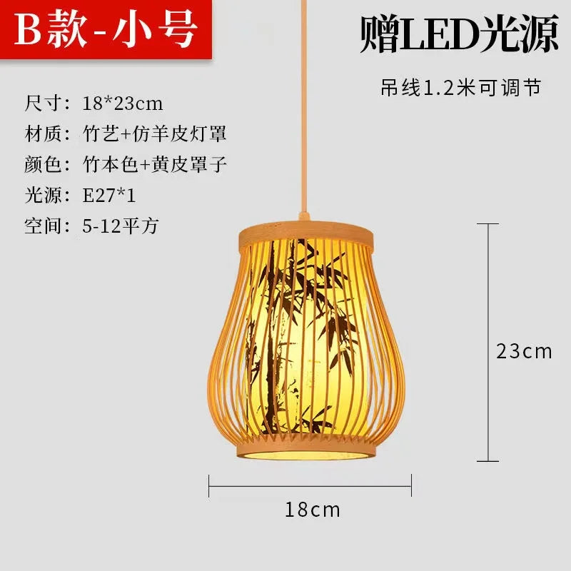 Bamboo Ceiling Lamp - Elegant Lighting for Hotel Restaurants, Tea Rooms, Cafes, and Lounge Decor