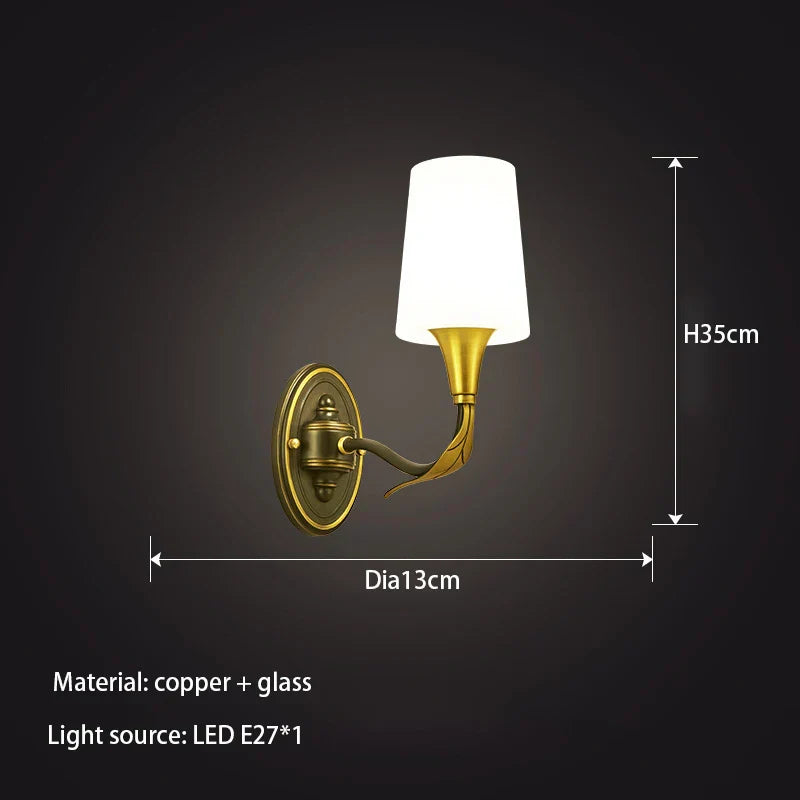 Lily's Retro American All-Copper Wall Lamp - Vintage Elegance for Your Living Spaces