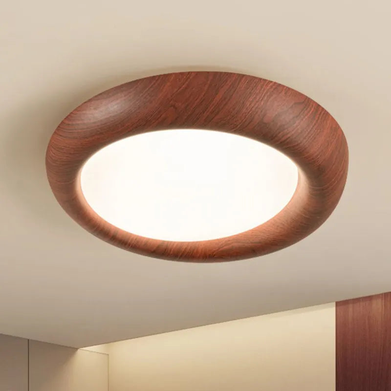 Nordic LED Ceiling Light - Wooden Acrylic Walnut Color - Ideal for Bedroom, Study, Corridor - Stylish Lighting Fixtures with Full Spectrum Lamps