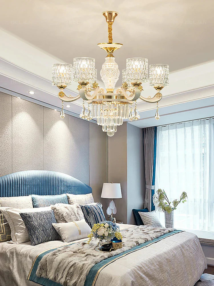 Elegant European Style Crystal Chandelier - A Light Luxury Atmosphere Fixture for Living Rooms, Bedrooms, Dining Areas, and Villas
