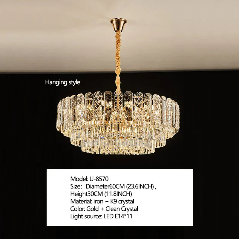 High-End Crystal Ceiling Lamp - Latest Light Luxury Design for Dining Rooms, an Exquisite Main Lamp Chandelier
