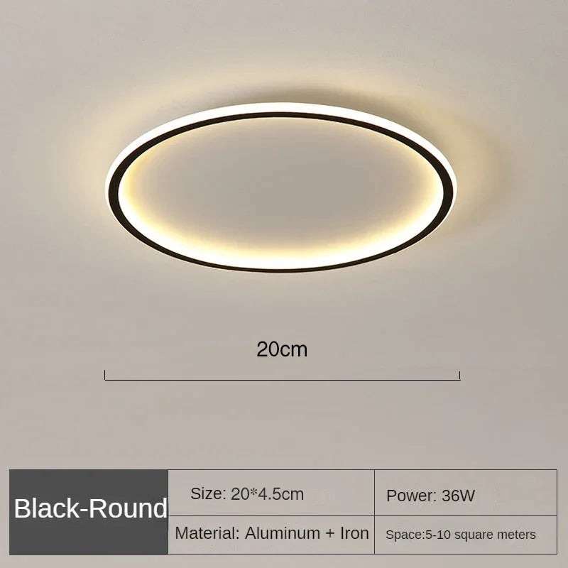 Nordic Minimalist LED Ceiling Light - Perfect for Bedroom, Living Room, Aisle, Study Room, Balcony - Circular Remote Control Chandelier for Stylish Lighting