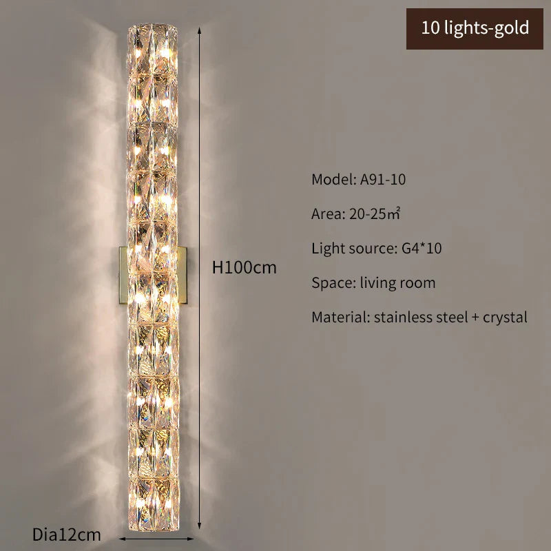 Elena - Modern Simple Light Luxury High-end Crystal Wall Lamp Living Room TV Background Wall Corridor Bedroom Bedside Long Wall Lamp