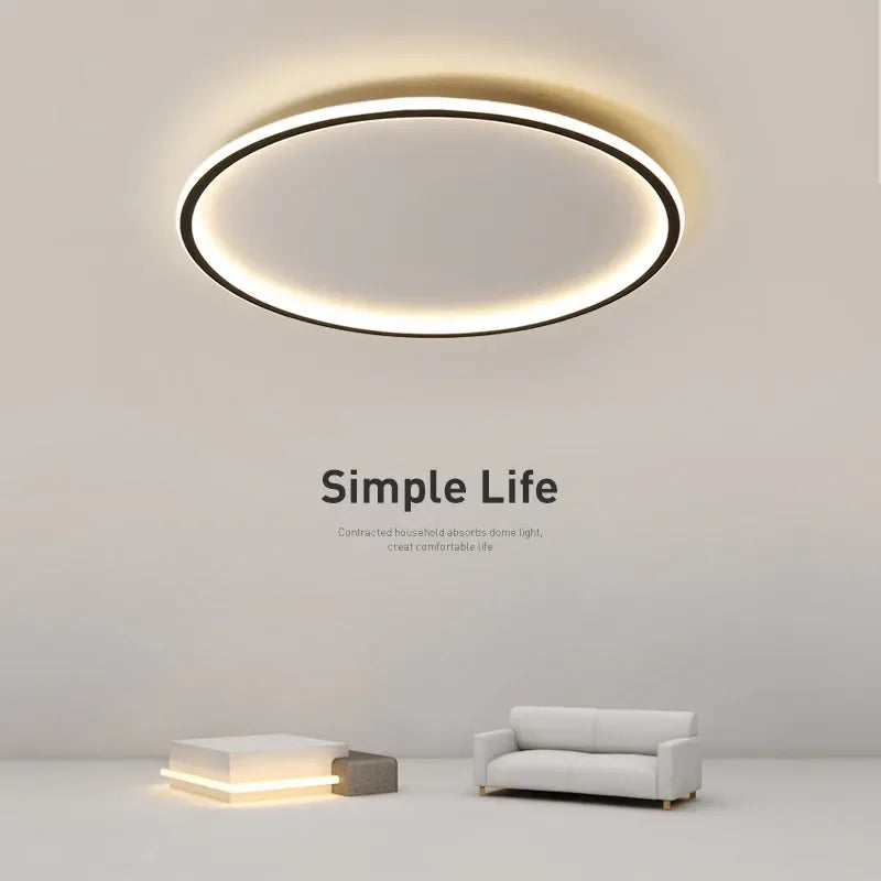 Nordic Minimalist LED Ceiling Light - Perfect for Bedroom, Living Room, Aisle, Study Room, Balcony - Circular Remote Control Chandelier for Stylish Lighting