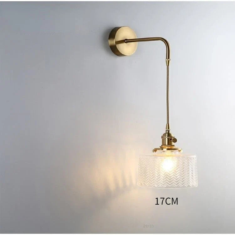 Modern Glass Wall Sconce Light Fixture - Elegant Bedroom, Restaurant, and Corridor Decor with Copper Flower Plug