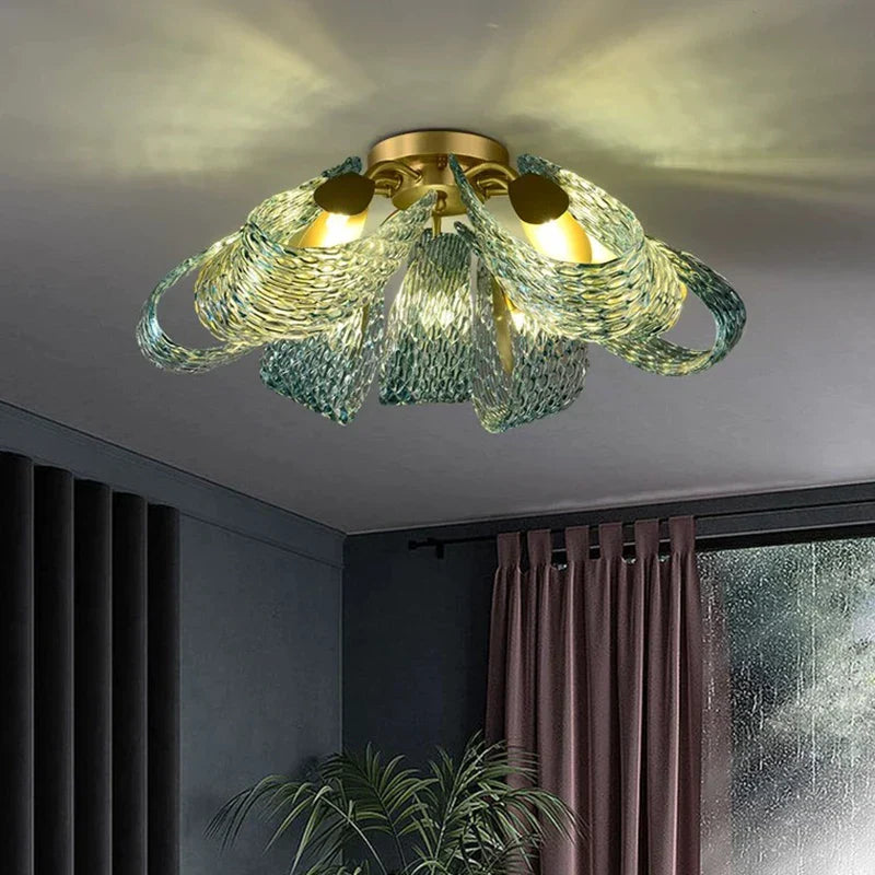 Modern Glass Decorative Ceiling Lights - Light Luxury Design in Yellow, Copper, and Blue for Bedrooms, Living Rooms, and Dining Areas
