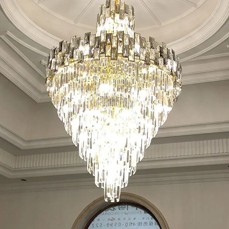 Modern Luxury Glass Crystal Chandelier - Hotel-Grade Decorative Lighting with LED Dimming